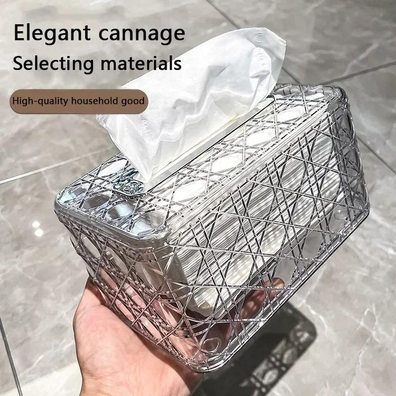 New Rattan Pattern Tissue Box Living Room Paper Box Desktop Tissue Box Car Tissue Box Toilet Tissue Box