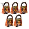 Decorative Chocolate Boxes 5Pcs Halloween Cartoon Candy Box, Double Sided Print Treat Gift Box with Handle, Dessert Packaging Cookie Pouch for