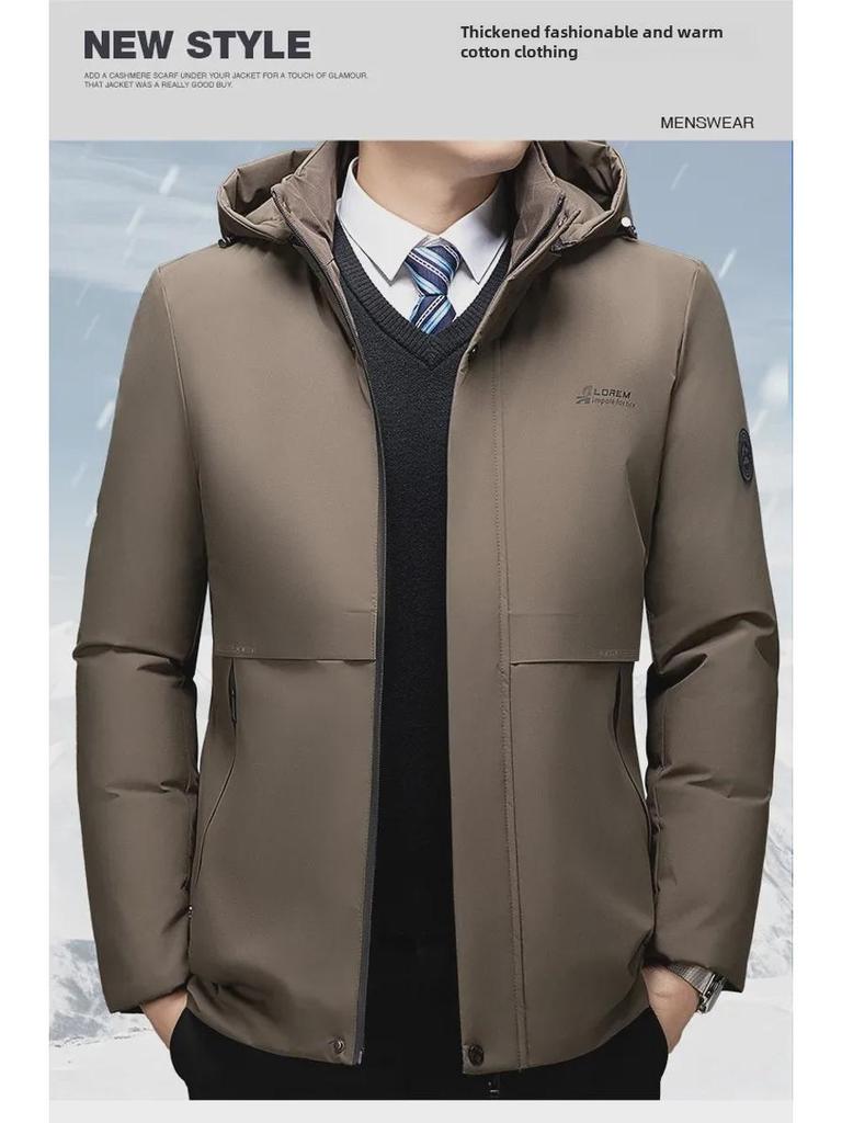 Tátova zimní bunda sbírající teplo - Zesílená bavlna s velurovou podšívkou, Velká velikost, Ideální pro muže středního věku a starší.