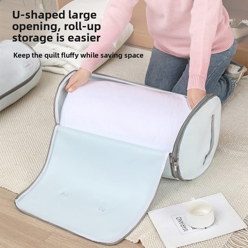 Large Capacity Cotton Quilt Storage Bag With Compression For Bedroom Organizing