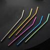 Stainless Steel Straw Reusable BPA-free Colorful Ice Flower Design Drinking Straw with Cleaning Brush