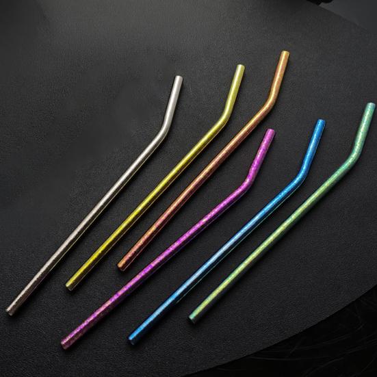 Stainless Steel Straw Reusable BPA-free Colorful Ice Flower Design Drinking Straw with Cleaning Brush