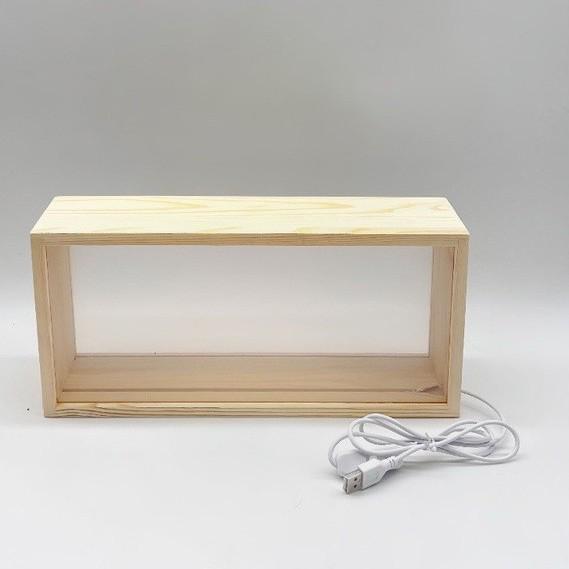 

3D LED Glowing Dried Flower Photo Frame - Double-Sided Transparent Glass with Wooden Frame Night Light