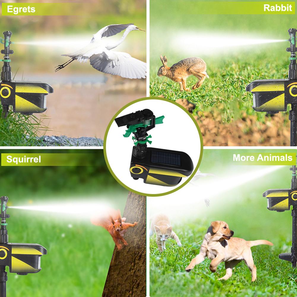1/2pcs Solar Power Motion-Activated Sprinkler Animal Repeller 3 Time Modes Adjustable Spray Angle Sprinkle Distance for Garden F