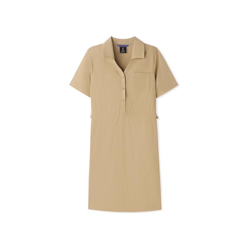 Skechers Woven Polo Simple Short Sleeve Dress Women dresses L226W105-03LF S