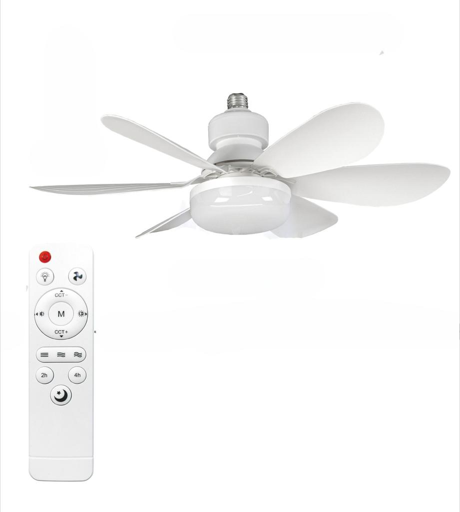 E27 Base LED Ceiling Fan Light with Remote Control 85V-265V Voltage 3 Color Lights Dimmable Lamp for Living Room Home Decor