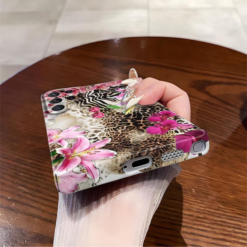 European and American retro leopard print flower Galaxy A13.5G single-layer film case Samsung S25ultra mobile phone case