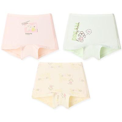 Jiusuiban Girls' Soft Modal Boxer Briefs with Silk Crotch (3-Pack)