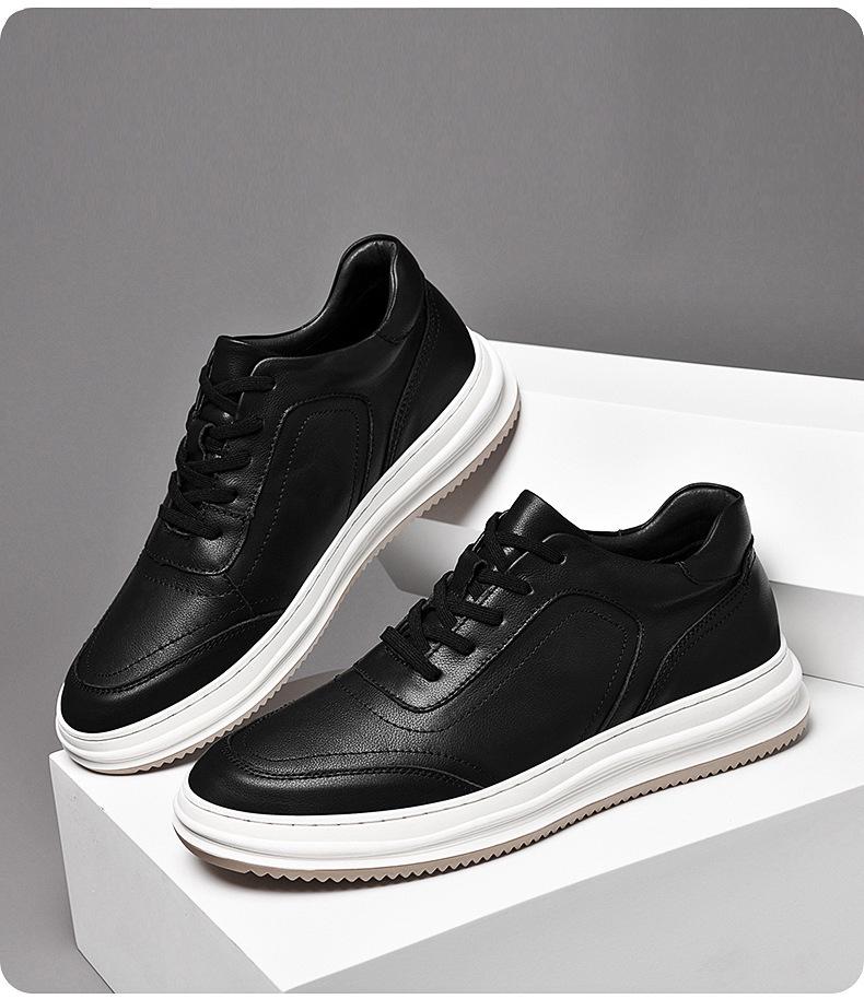 Stylish Men's Spring & Autumn White Sneakers: Versatile, Fashionable, and Comfortable with Thick Sole