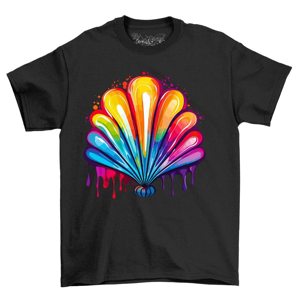 Shell Paint Drip Design t-shirt - Funny and Artsy! Colorful and eye-catching, pe