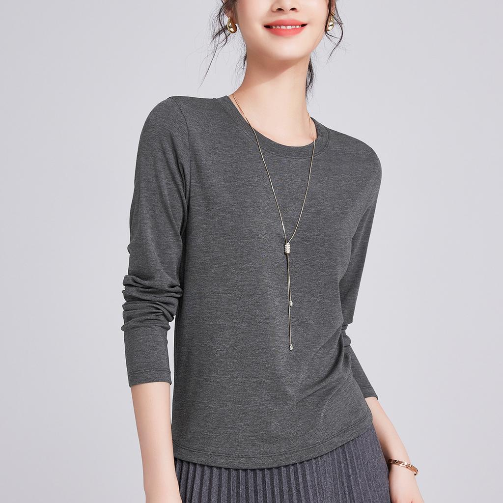 New Tencel, Soft Waxy Slim-fitting Bottoming Shirt with Long-sleeved Women's Spring and Summer Top