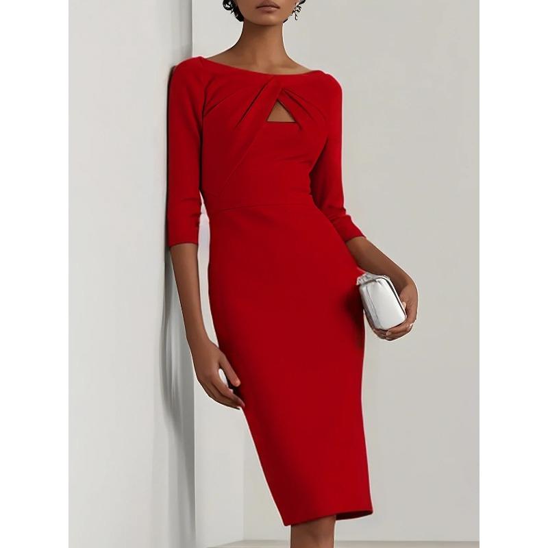 

Autumn elegant temperament slim dress slim party dress dress woman XXL червоний