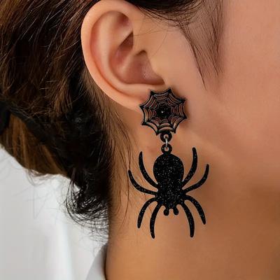Halloween Spinne Kürbis Fledermaus Ohrringe Gothic Acryl Statement Schmuck für Frauen, Party Halloween Accessoires Geisterhaus Design