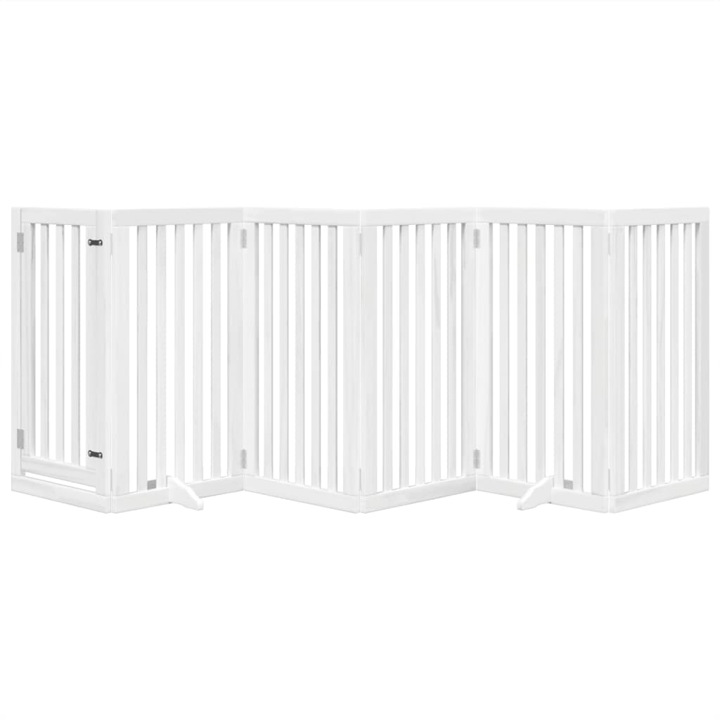 6 Piece Foldable White Dog Gate 300 cm Poplar Wood