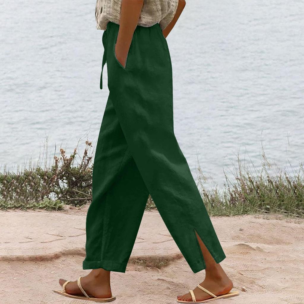 TIFICY Damesmode Casual Effen Kleur Print Hoge Taille Broek Broek & Capri's