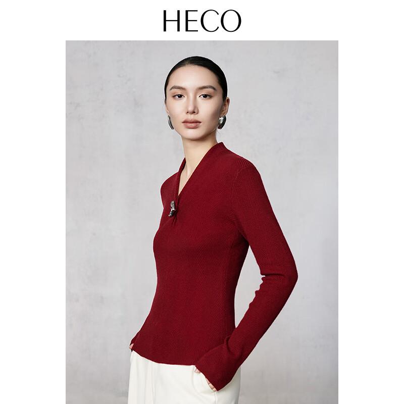 

HECO Water Ripple V-Neck Wool Blend Knit Top L