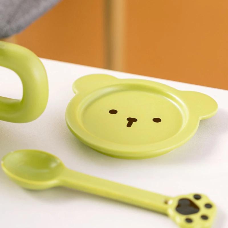 1 шт. Милі керамічні чашки Чашка для сніданку, вівсяного молока, кави з кришкою та ложкою Побутові Креативні кружки для води з високою естетичною цінністю Подарунки