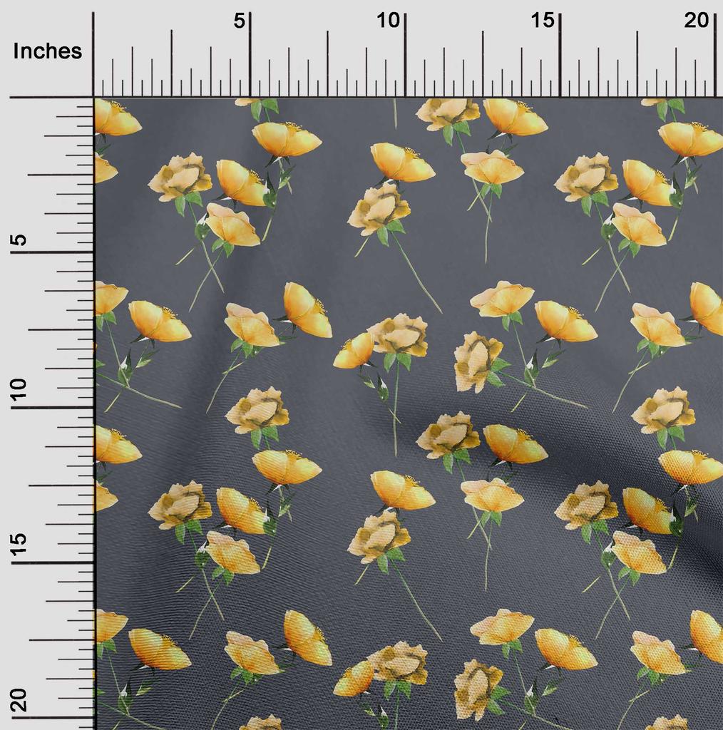 oneOone Cotton Flex Cream Fabric Flower & Leaves Watercolor Sewing Fabric By The Yard Print Diy Clothing Sewing 40 Inche