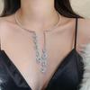 Teardrop Heart Pendant Rhinestone Choker - Elegant Women's Necklace