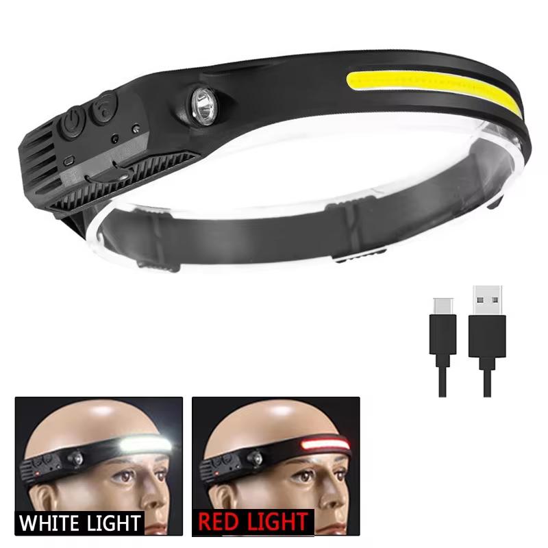 350Lumen Multimode LED COB Sensor Headlight USB Rechargeable Waterproof Headlamp Outdoor Camping Fishing Head Torch