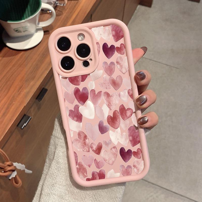 Case For iPhone 17 Pro Max Cases iPhone 16 Case Heart Pattern Case For iPhone Air 17E 16E 15 14 13 12 11 7 8 Plus XS XR X Cover iPhone SE (2022)