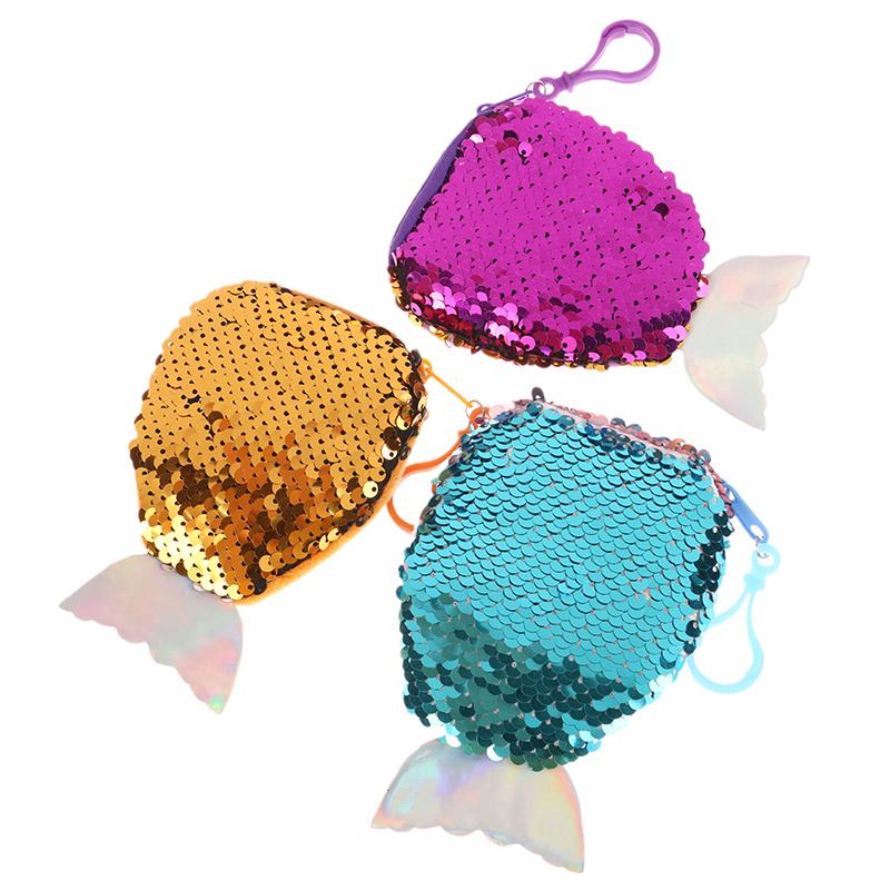 Lovely Sequined Mermaid Tail Coin Purse Cute Small Wallet Money Change Pouch Earphone Storage Bags For Children Gifts