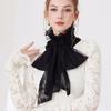 Heavy Industry Ruffled Bow Lace High-Neck Fake Collar for Autumn Wear