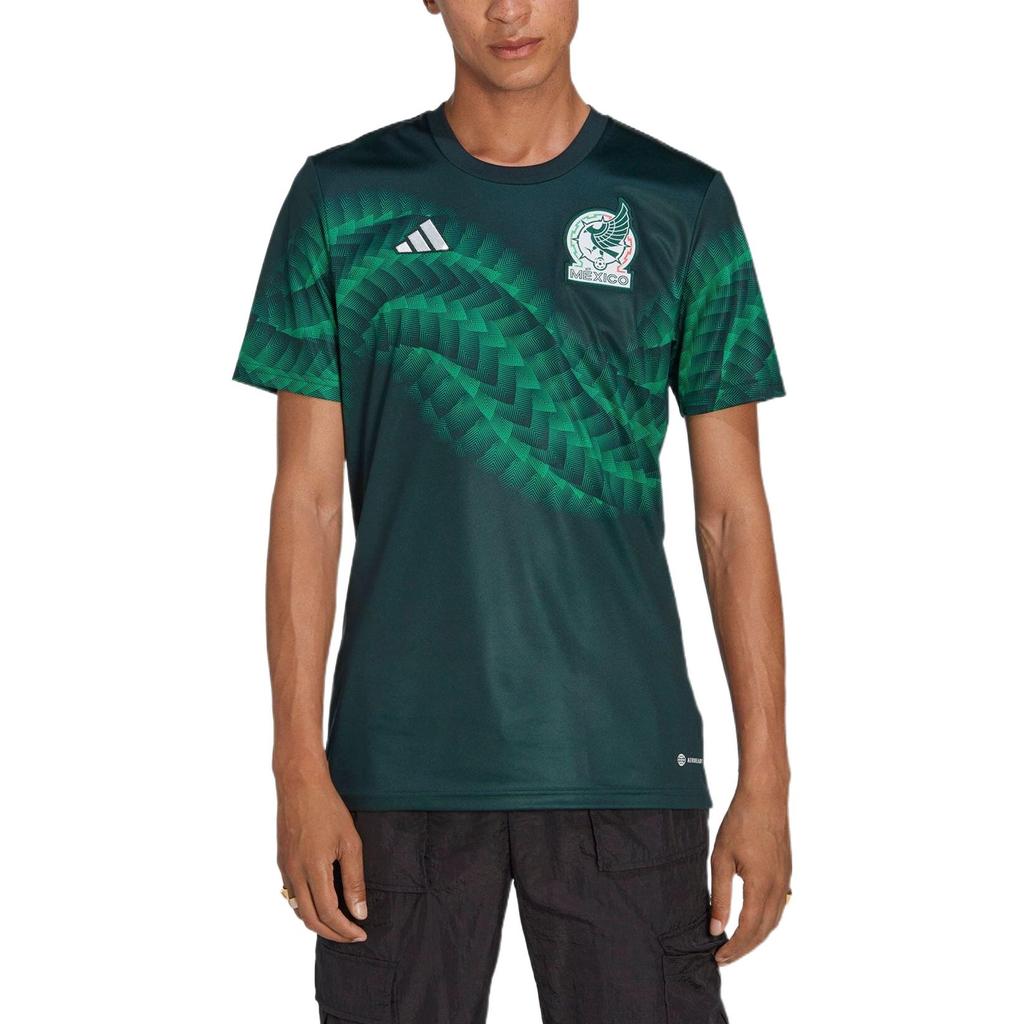 Adidas Logo Print Round Neck Short Sleeve Soccer Jersey Men Tops Green HF1370