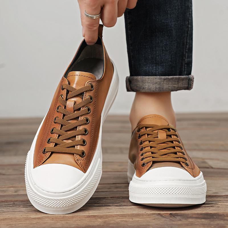 Trendy men's leather board shoes High quality genuine leather minimalist style Driving office outdoor party Walking men's shoes