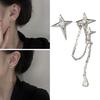 Trend Four-Pointed Star Stud Earrings Niche Design Sense Hip-hop Geometric Crossed Earrings All-matched Ear Jewelry