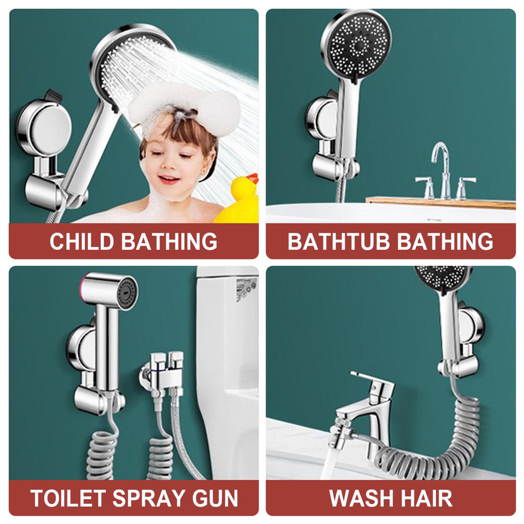 Bathroom Wall Bracket Suction Cup Shower Head Bracket, Adjustable Shower Head Bracket, Can Rotate 360 °