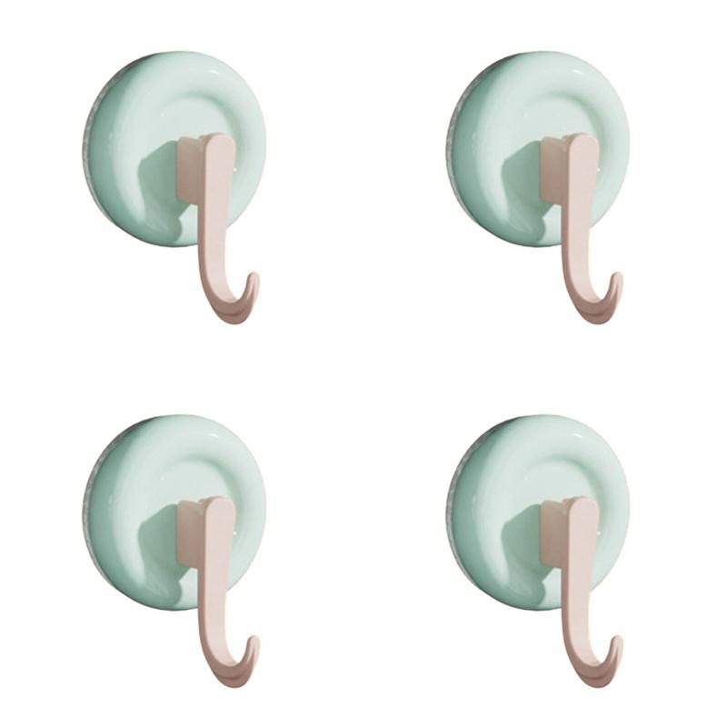 

4Pcs Reusable Round Vacuum Suction Cup Hook Colorful Seamless Wall Hanger Accessories Punch-Free Door Hooks Toilet