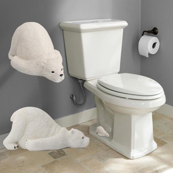 1/2Pcs Polar Bear Toilet Bolt Cover Resin White Bear Animal Figurine Waterproof Toilet