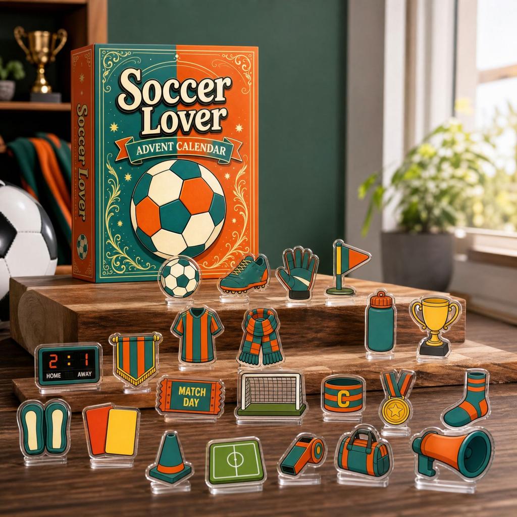 Green Yellow Soccer Ball -Day Advent Calendar with 2D Acrylic Sports Series