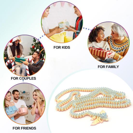 3D Printed Dragon Toy 5.2Ft Articulated Dragon Animal Model Desktop Dragon Decoration Funny Fidget Toy Festival Gift for Friends