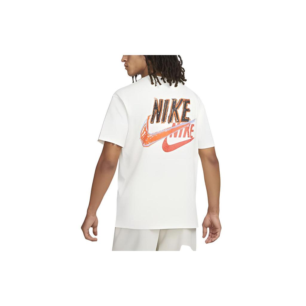 Nike Sportswear Logo Print Pullover Crew Neck T-Shirt Men Tops White DO6368-010