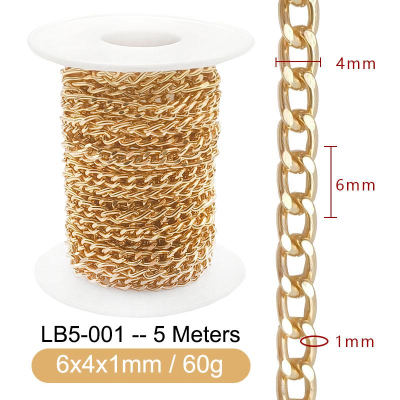 5M Metal Aluminum O-Shaped Chains Twist Chain for DIY Necklace Bracelet Jewelry Making Clothing Bag Component Accessory Supplies
