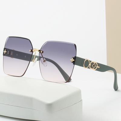 Frameless Trim Gradient Sunglasses Tik Tok Fashion Ladies UV Sunglasses with The Same Trend