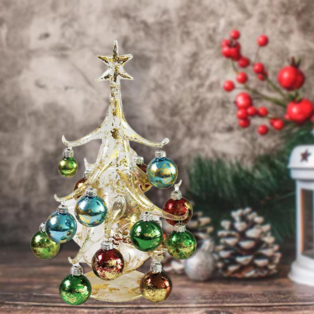 Glass Christmas Tree Decoration Handicraft for Tabletop Party Collectible