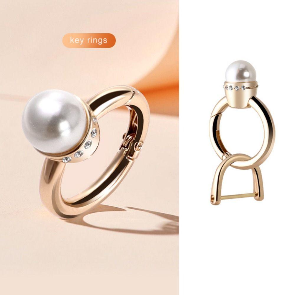 Zinc Zinc Zinc Alloy Metal Key Clip Anti-loss Fashion Ring Key Chain Pearl Ring Car Key Ring  Small Gifts