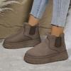 Fleece-Lined Round-Toe Slip-On Cotton Boots New Fall/Winter Oversized Thick-Sole Snow Boots for Women