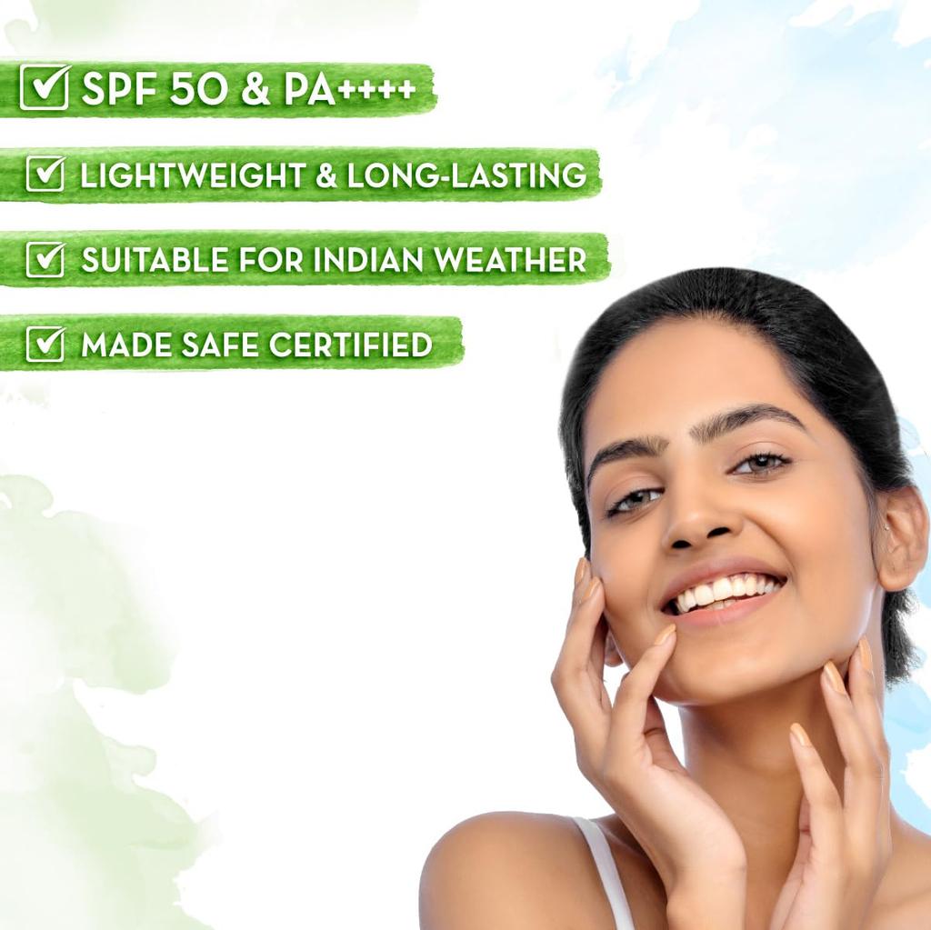 Mamaearth Ultra Light Sunscreen SPF 50 PA++++ | Tan Protection, No White Cast, Non-Greasy, Quick Absorbing, 50g For All Skin Types