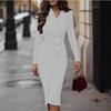 Autumn New Temperament Women's Commuting Slim-fitting Long-sleeved Button-up Professional Dress