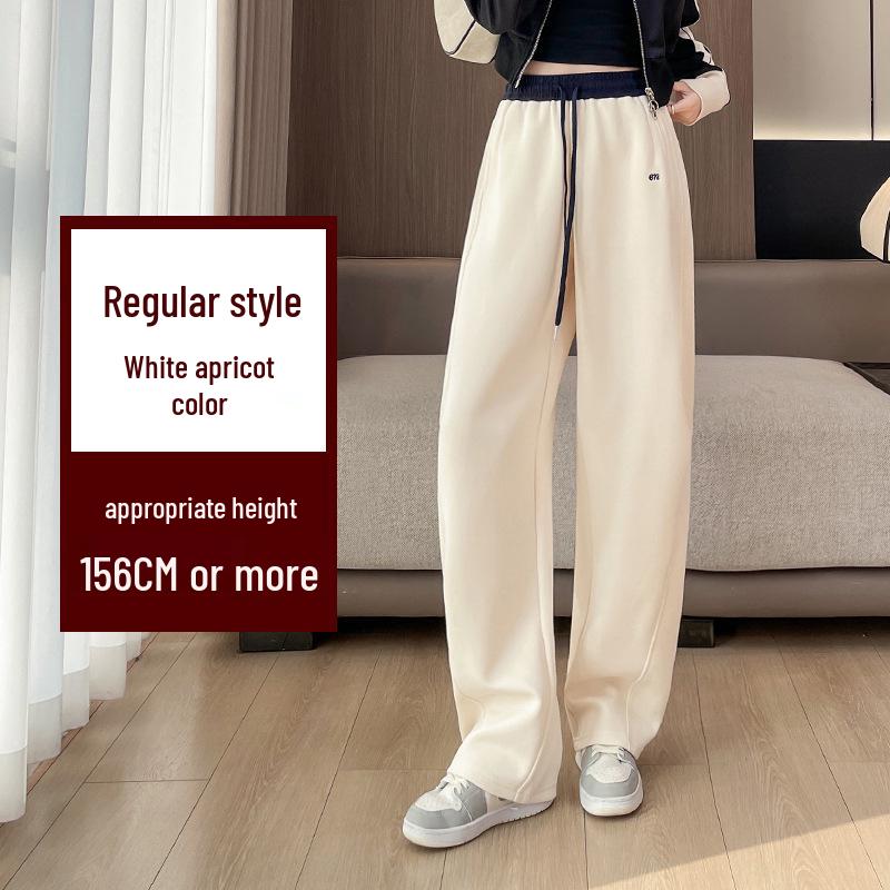 

Plus Velvet Thickened Wide-Leg Sweatpants for Girls, Age 12-16: Autumn/Winter Casual Sportswear XL 115-125 lbs