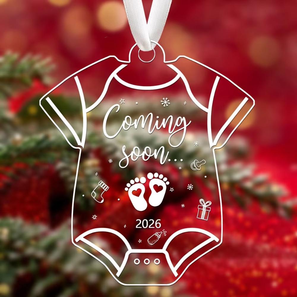 1/4pcs Transparent Acrylic Ornament Gift for New Parents Christmas Tree Hanging Decoration Expecting Parents Baby Shower Gifts