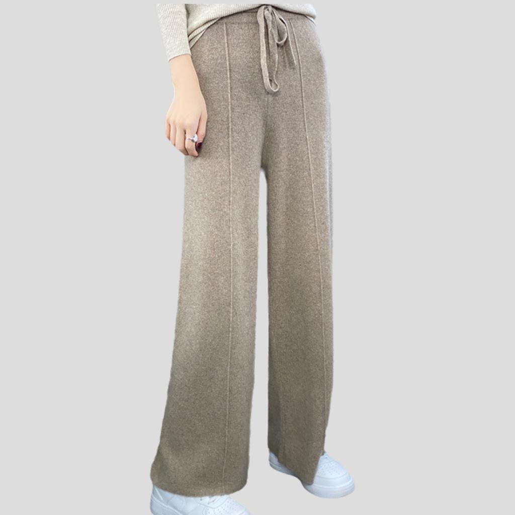 Women's Knitted Wide-leg Pants High-waist Thick Loose Wool Straight Pants Casual Solid Color Knitted Wool Pants