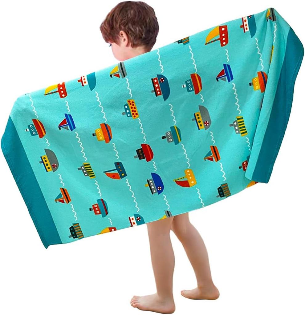 Beach Towel for Kids Velour Terry Blanket Throw for Swimming Bath Travel Camping and Picnic, Flamingo Lobster Octopus.