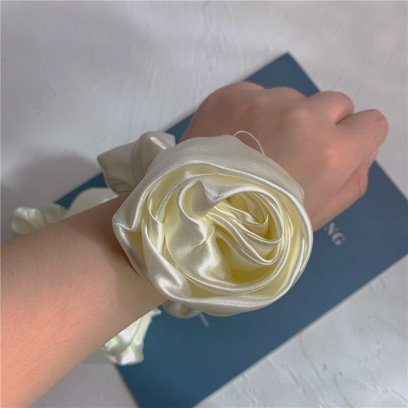 French Silk Headband, Retro Rose, Three-dimensional Flower, Large Intestine Hair Tie, Female Korean Version