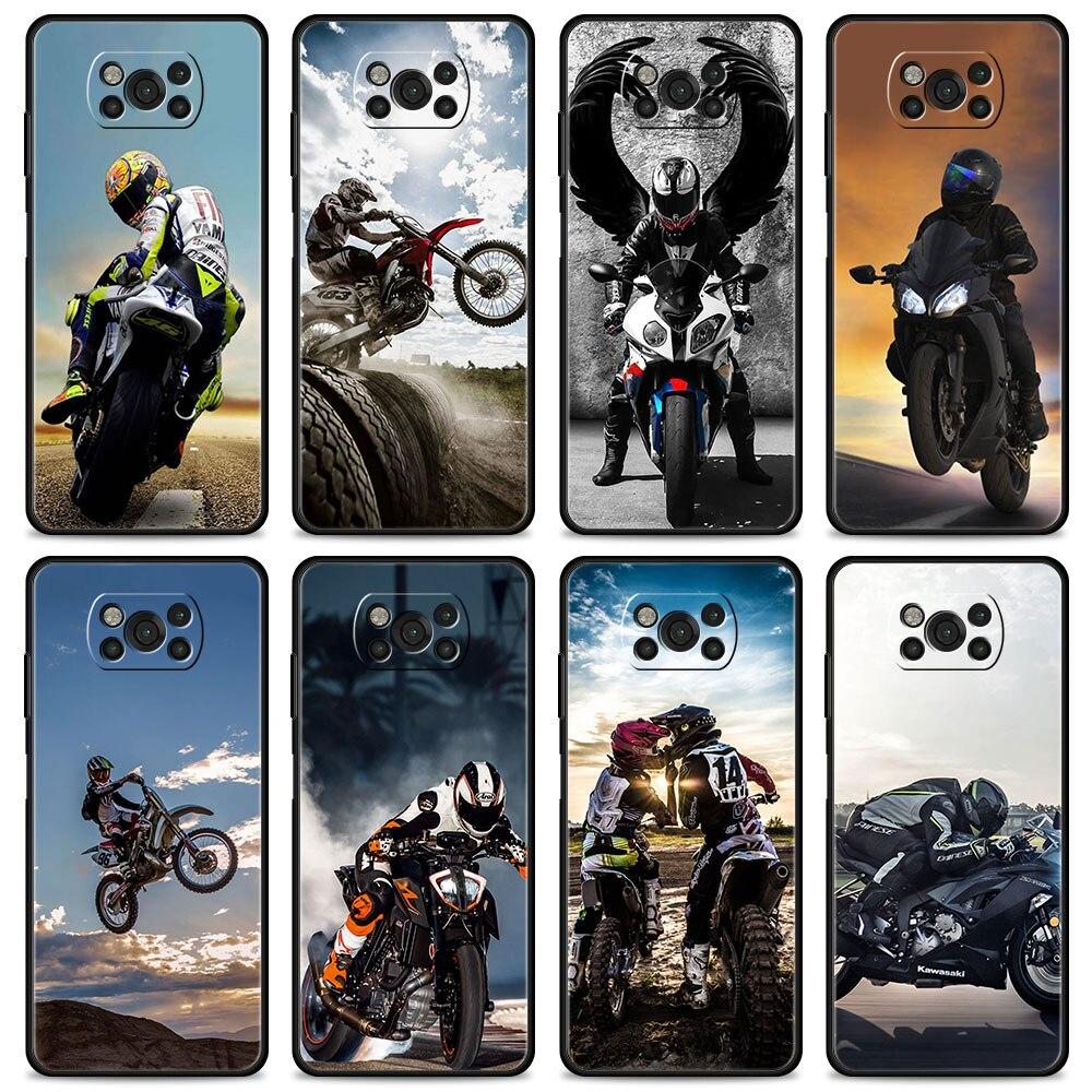 

Чехол для Xiaomi Poco X3 X4 NFC M3 M4 Pro 5G Mi 11 lite 11T 9T 12 10T 11E Note10 чехол для телефона Moto Cross мотоциклетный спорт