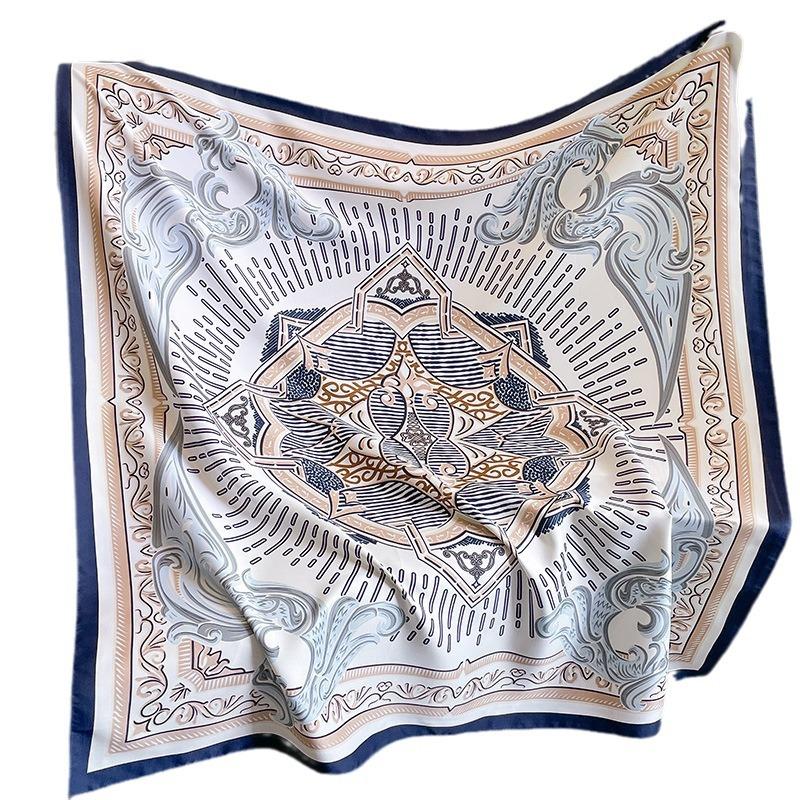 Spring and Autumn New Fashion 91 Square Scarf Women's Silk Scarf Foreign Style Shawl Neck Protection External Decorative Scarf Scarf